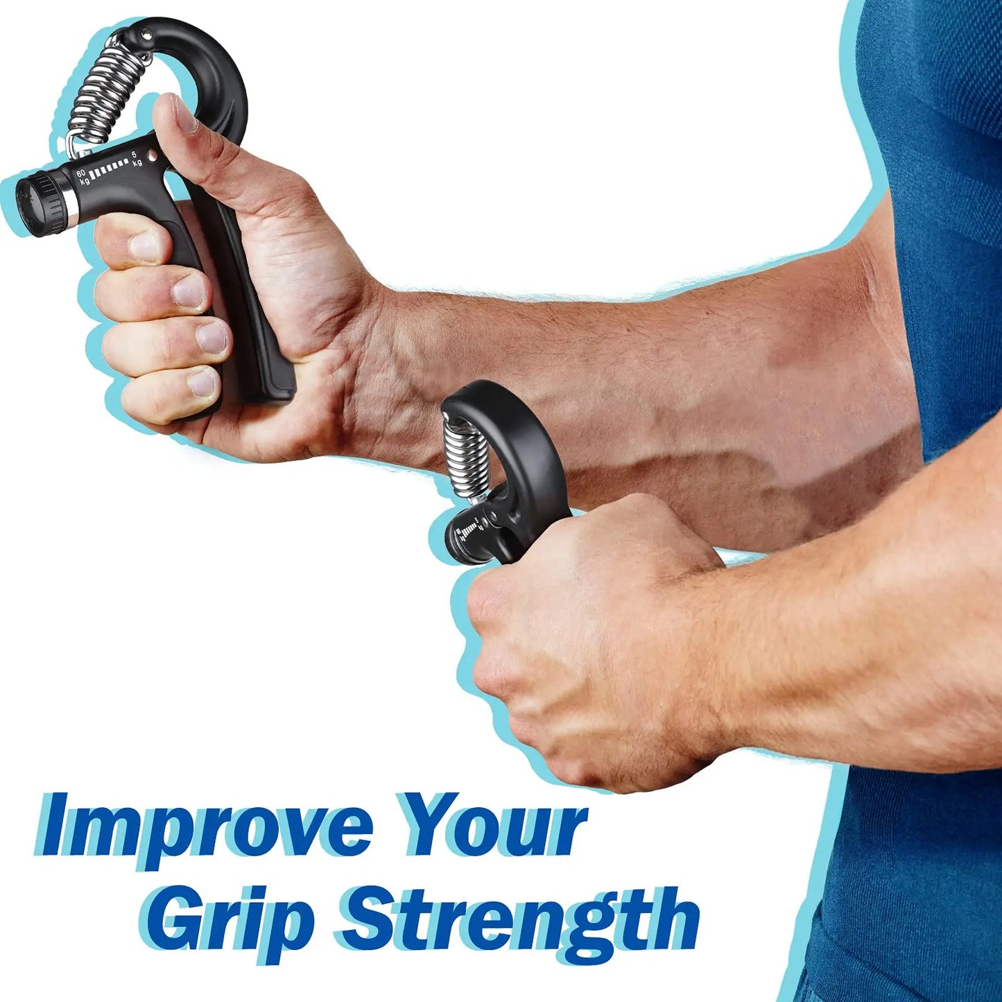 5-60kg Adjustable Hand Grip Strengthener Multi functional Hand Grip Trainer Muscle Building Wrist Forearm Hand Exerciser